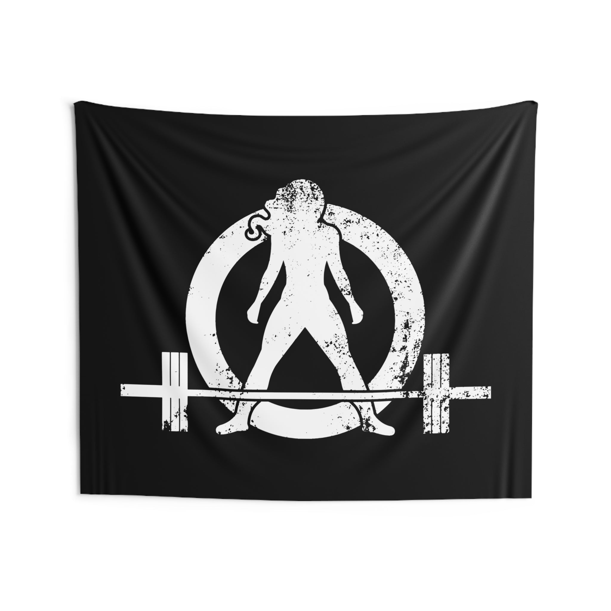 Indoor Wall Tapestries - Black - White Distressed Logo