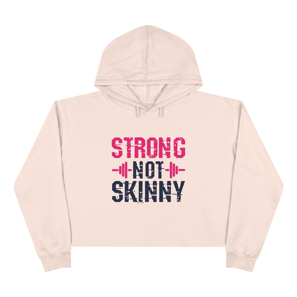 Strong Not Skinny - Crop Hoodie - Classic White Logo - Plain Back