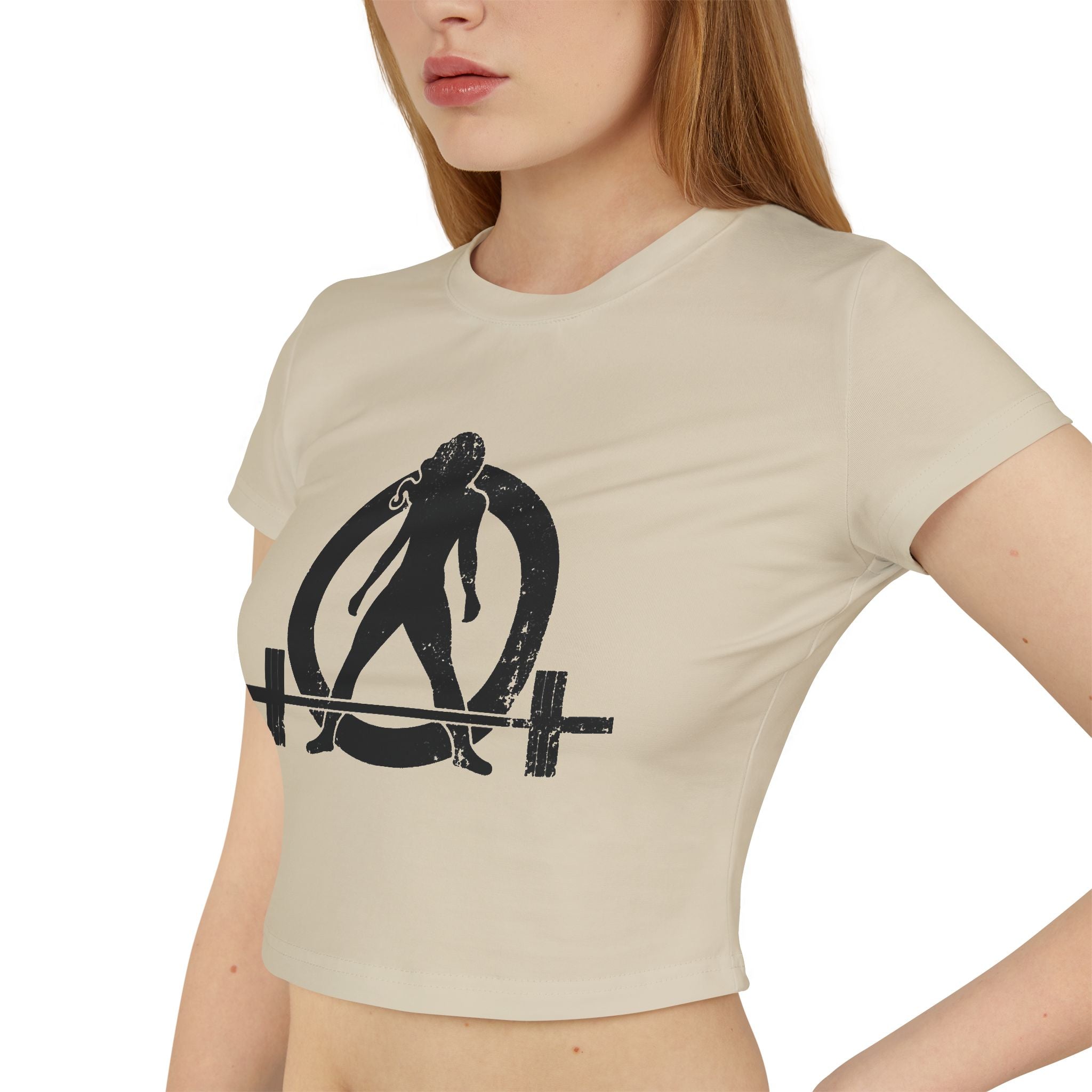 Women's Baby Tee - Black Distressed Logo