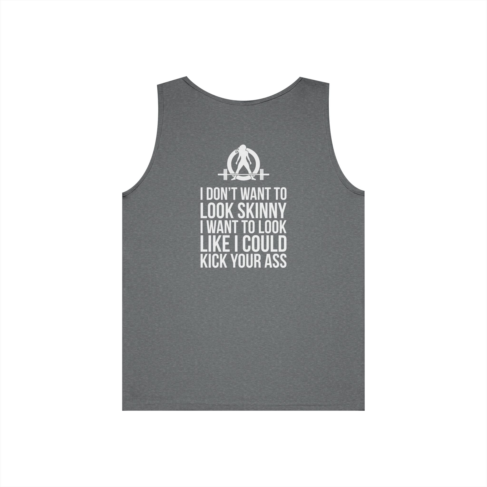 Unisex Heavy Cotton Tank Top -  White Logo - Kick Your Ass