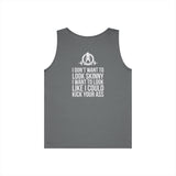 Unisex Heavy Cotton Tank Top -  White Logo - Kick Your Ass