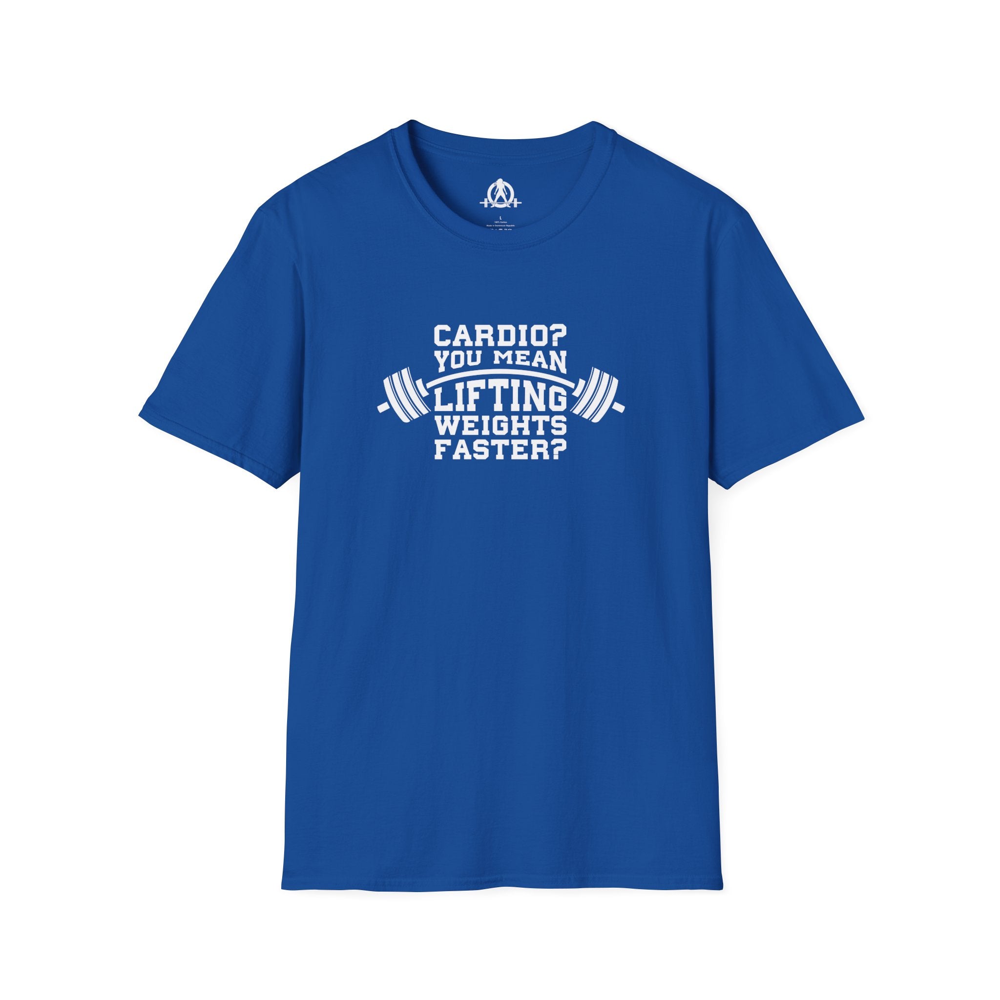 Cardio = Lift Weights Faster - Unisex Softstyle T-Shirt - Logo Front