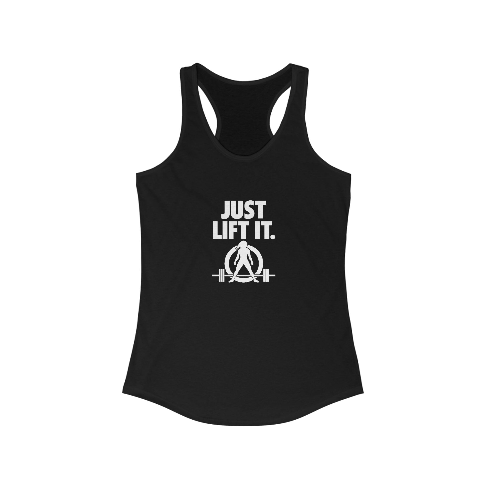 Just Lift It - Women's Fitness Racerback Tank - White Logo