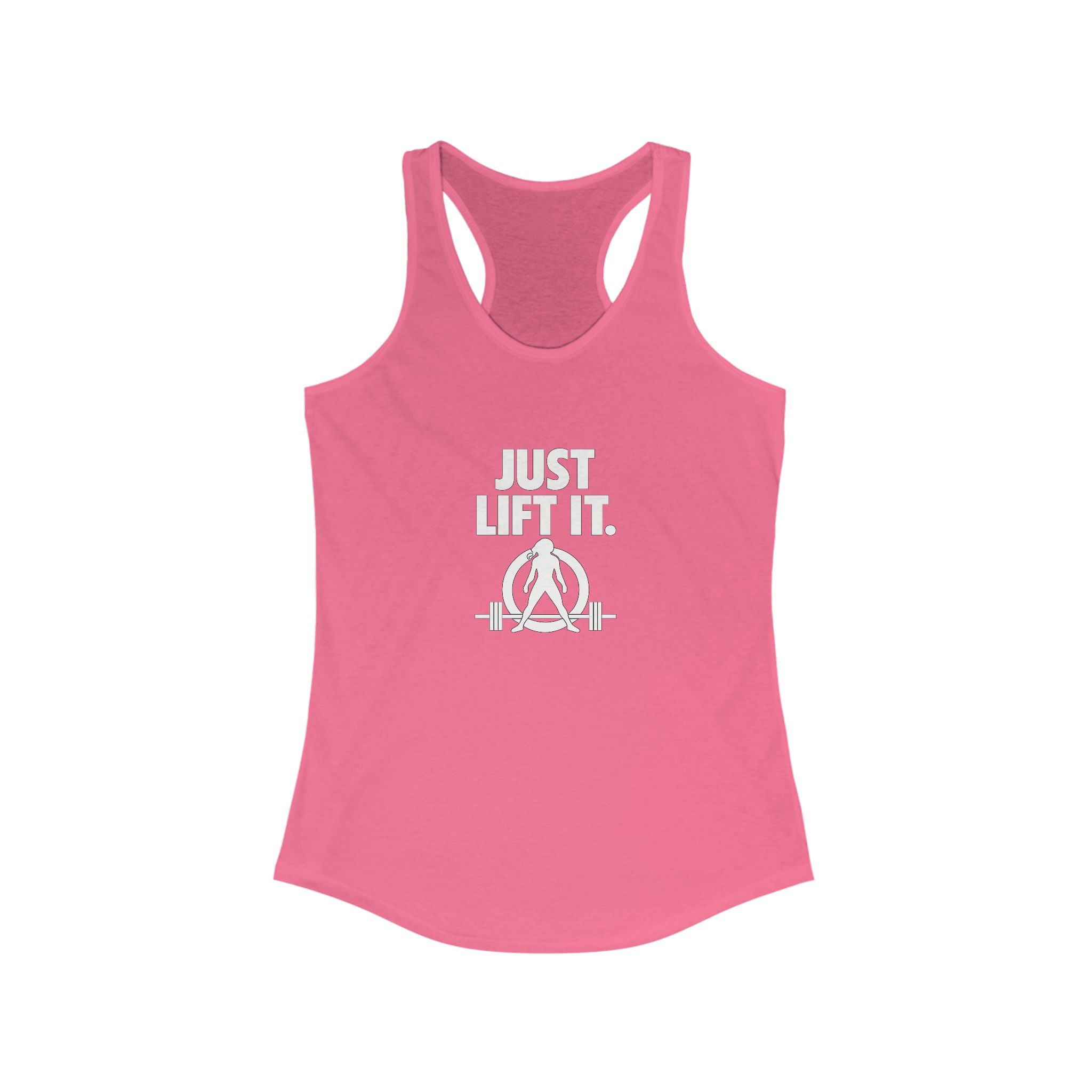 Just Lift It - Women's Fitness Racerback Tank - White Logo
