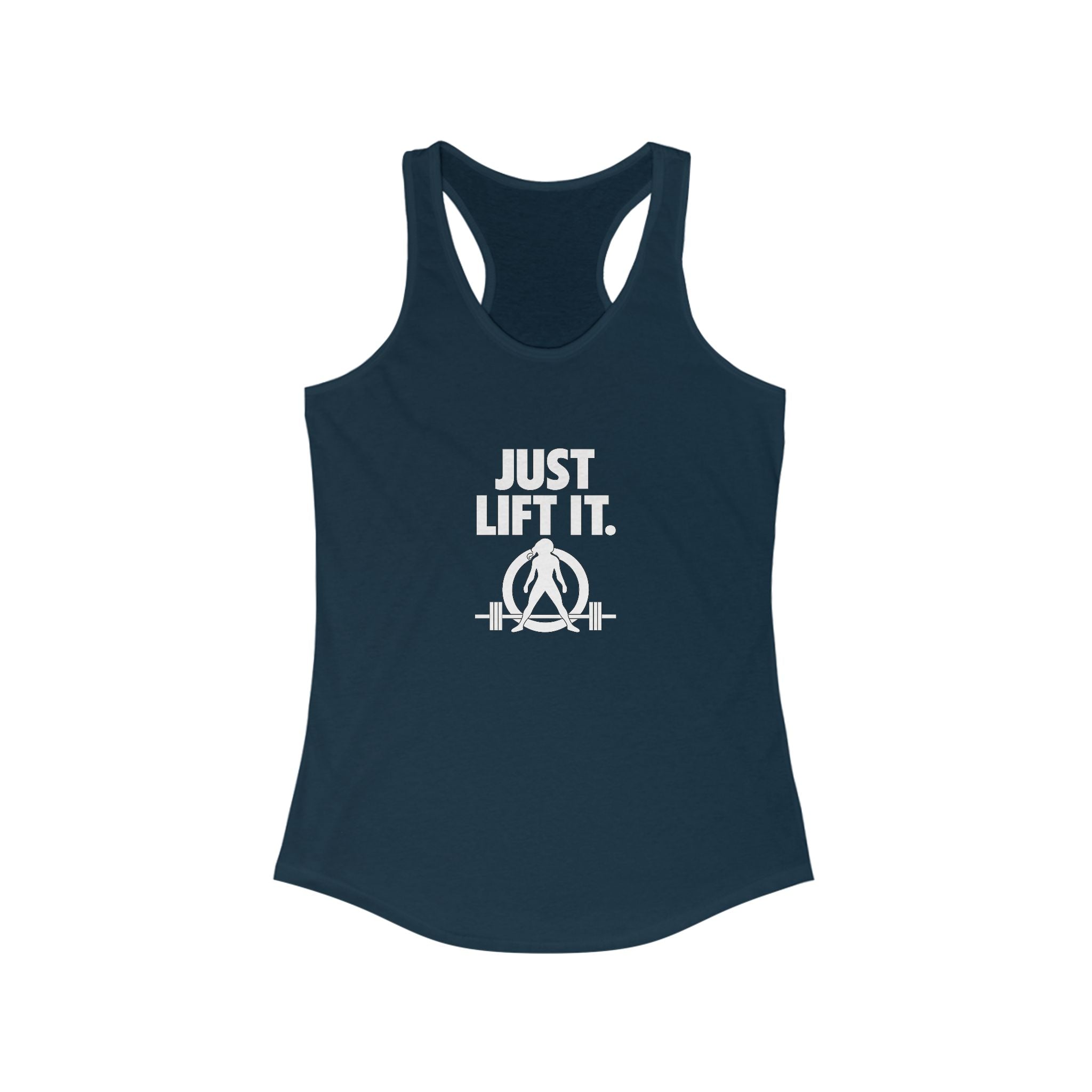 Just Lift It - Women's Fitness Racerback Tank - White Logo