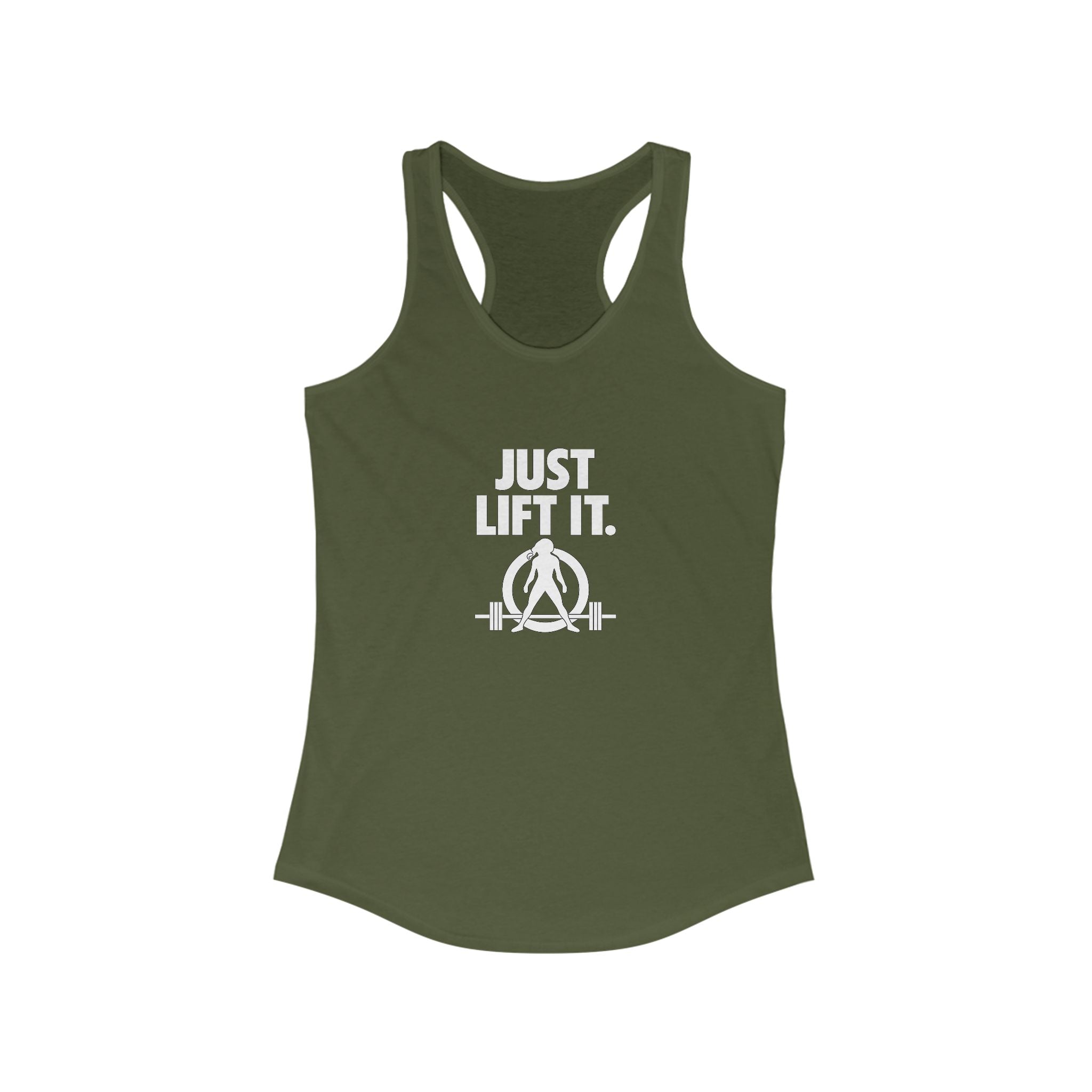 Just Lift It - Women's Fitness Racerback Tank - White Logo