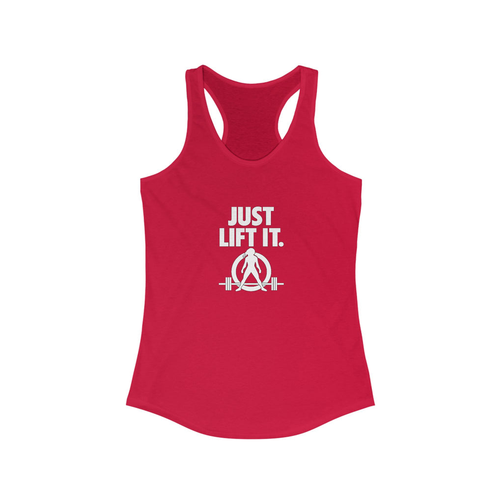 Just Lift It - Women's Fitness Racerback Tank - White Logo