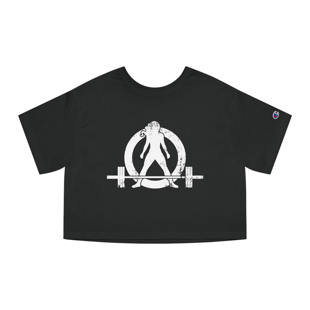 I DON’T WANT TO LOOK SKINNY I WANT TO LOOK LIKE I CAN KICK YOUR ASS – Champion Women's Heritage Cropped T-Shirt – White Distressed Log