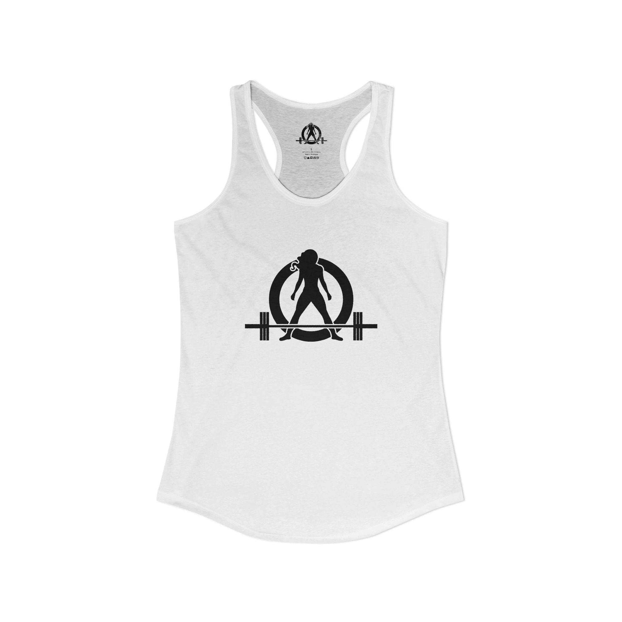 Goal Weight Strong AF - Simple - Women's Ideal Racerback Tank - Black Print Front & Back