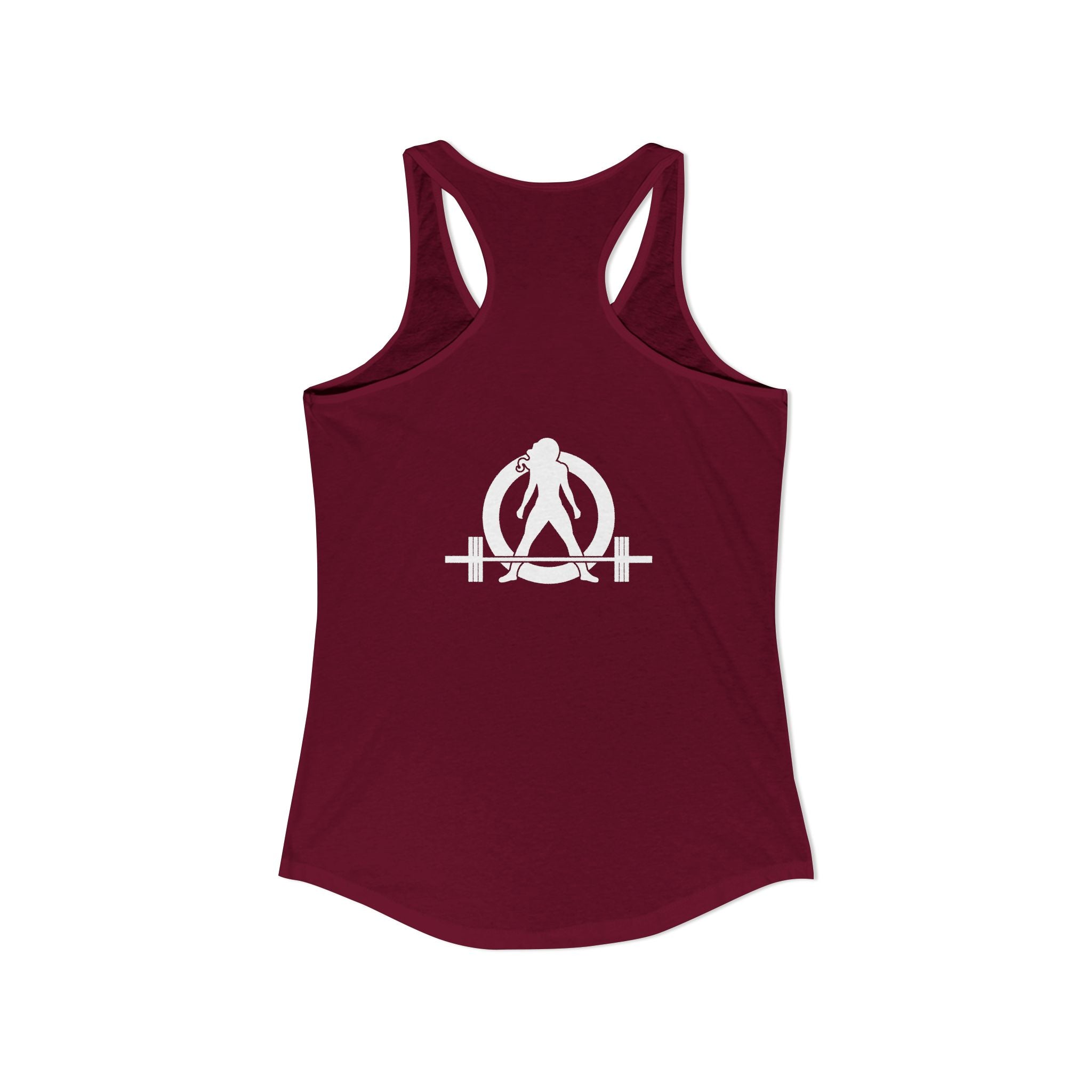 Goal Weight Strong AF - Simple - Women's Ideal Racerback Tank - White Print Front & Back