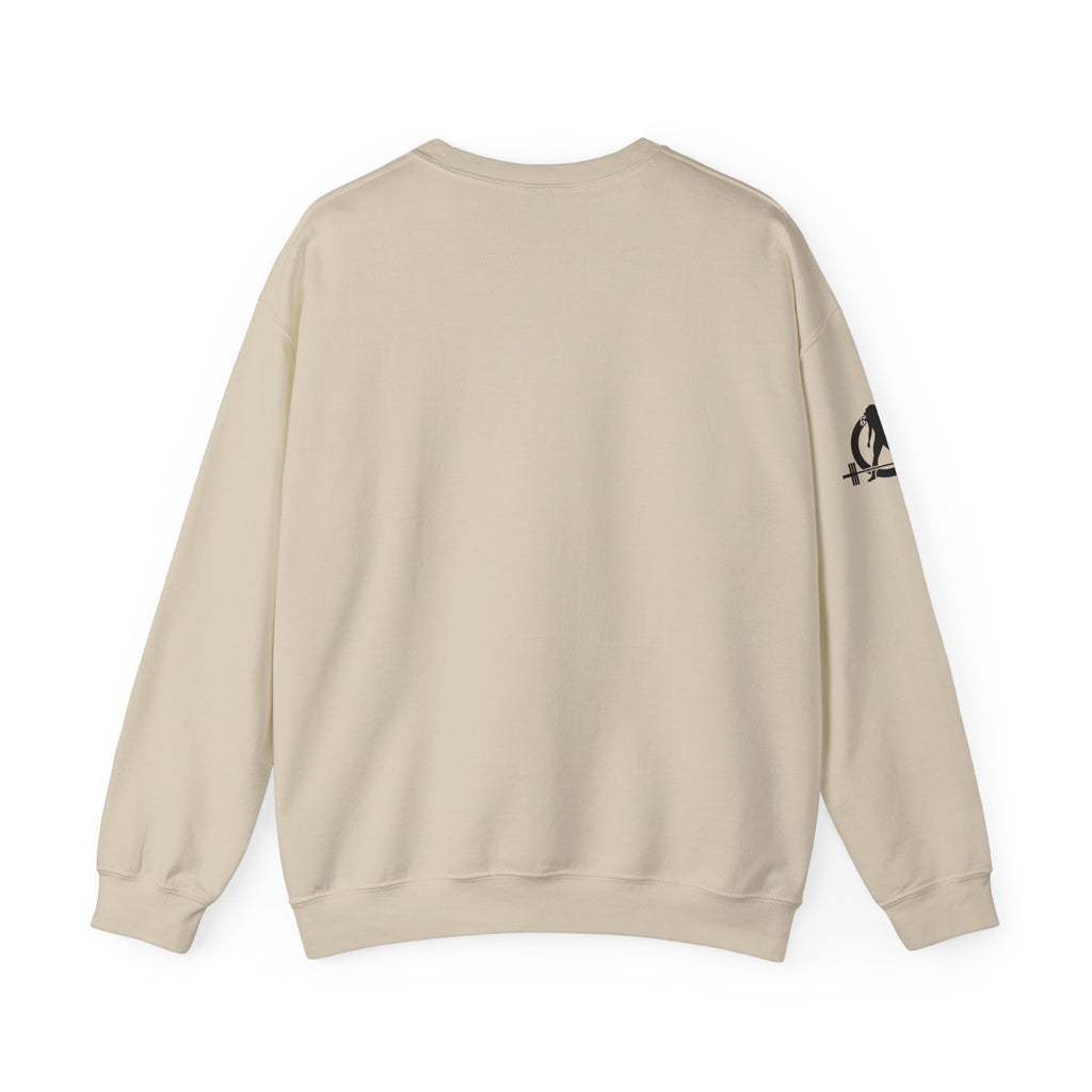 She is STRONG - Unisex Heavy Blend™ Crewneck Sweatshirt - Front Black Logo - Plain Back