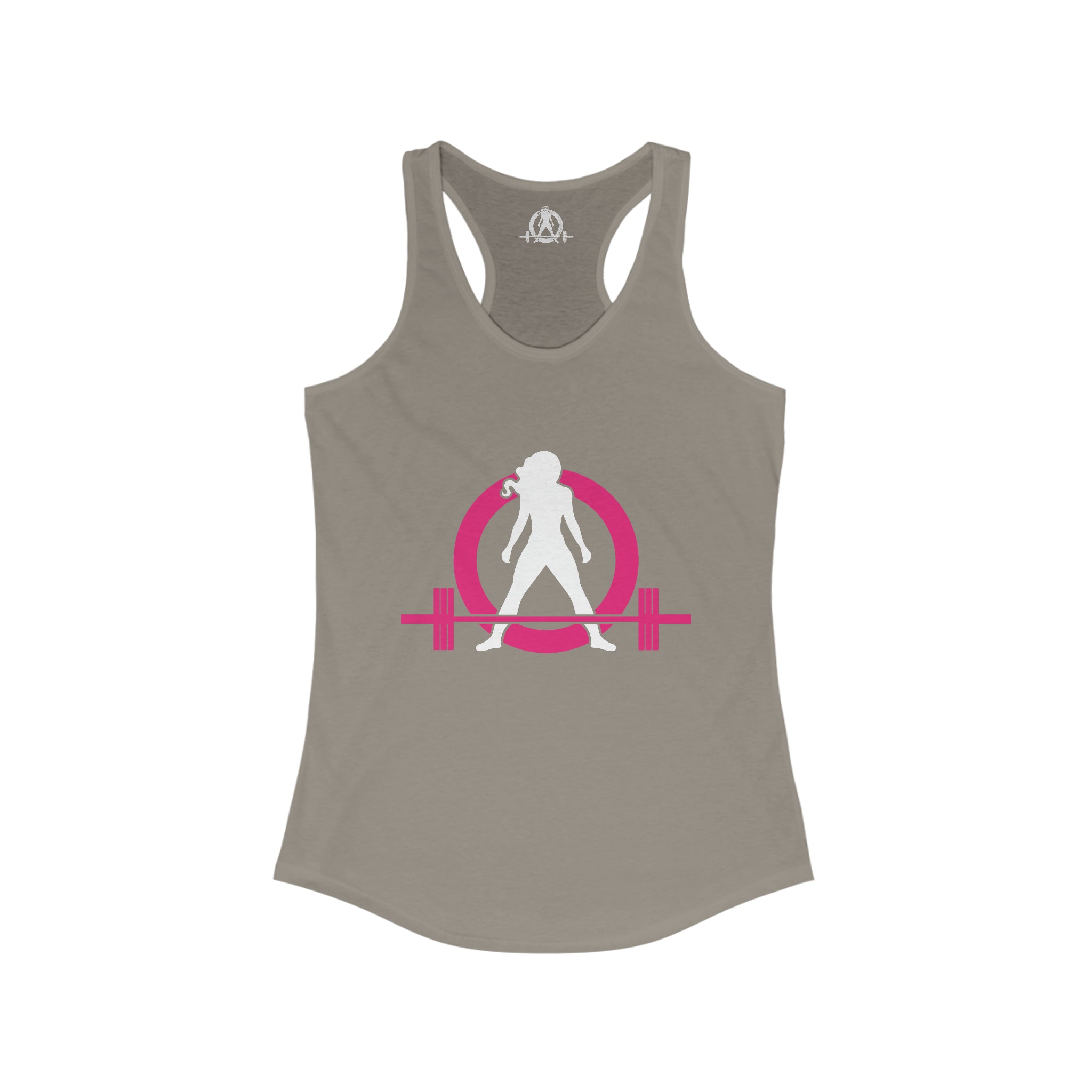 Squat Bench Deadlift Repeat - Women's Ideal Racerback Tank - Pink & Black - Dark - SBDR on Back