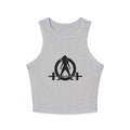 Chic Women's Micro Rib Tank Top, Casual Summer Top, Workout Tank, Layering Piece, Activewear, Relaxed Fit - Black Logo