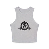 Chic Women's Micro Rib Tank Top, Casual Summer Top, Workout Tank, Layering Piece, Activewear, Relaxed Fit - Black Logo