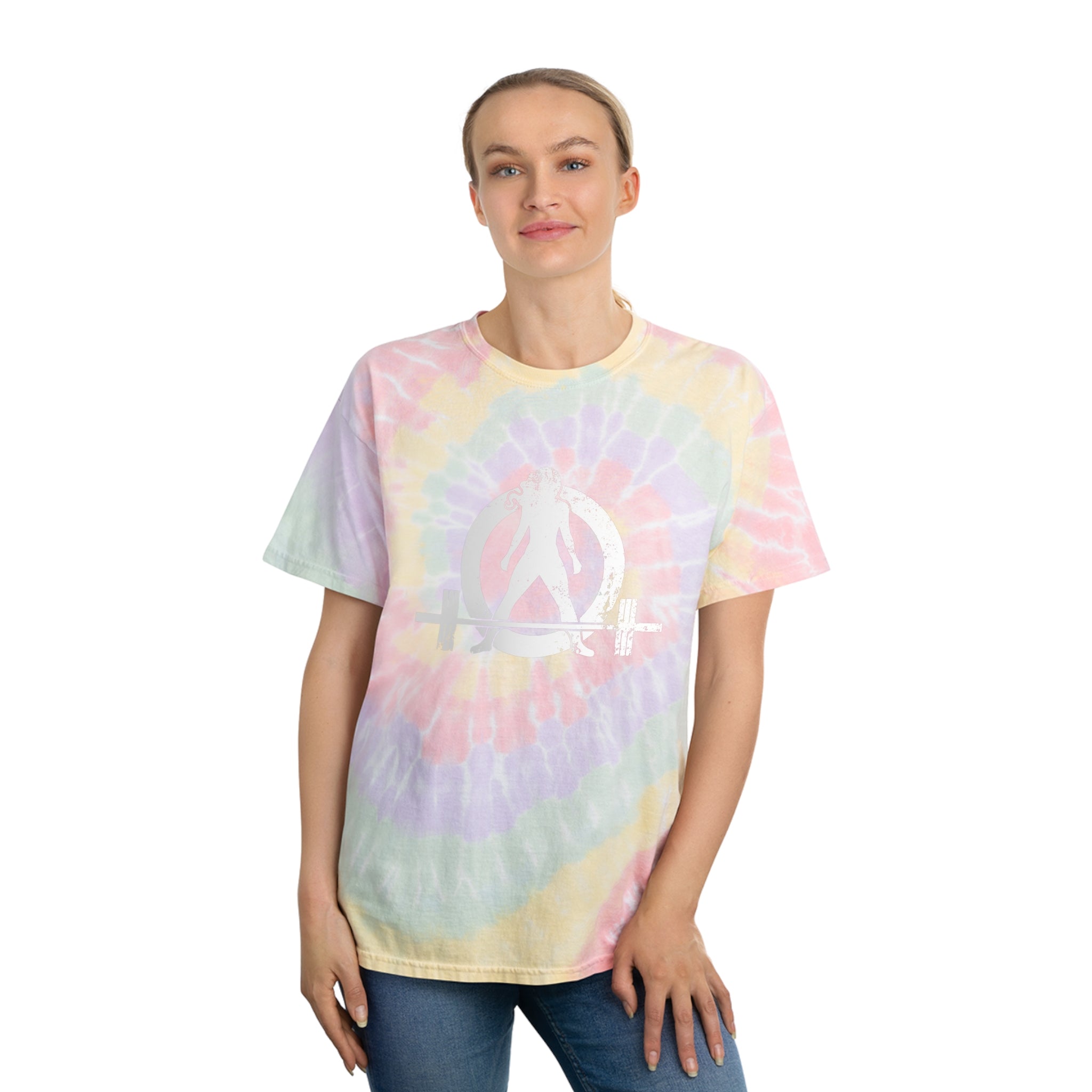 Tie-Dye Tee, Spiral - Distressed White Logo