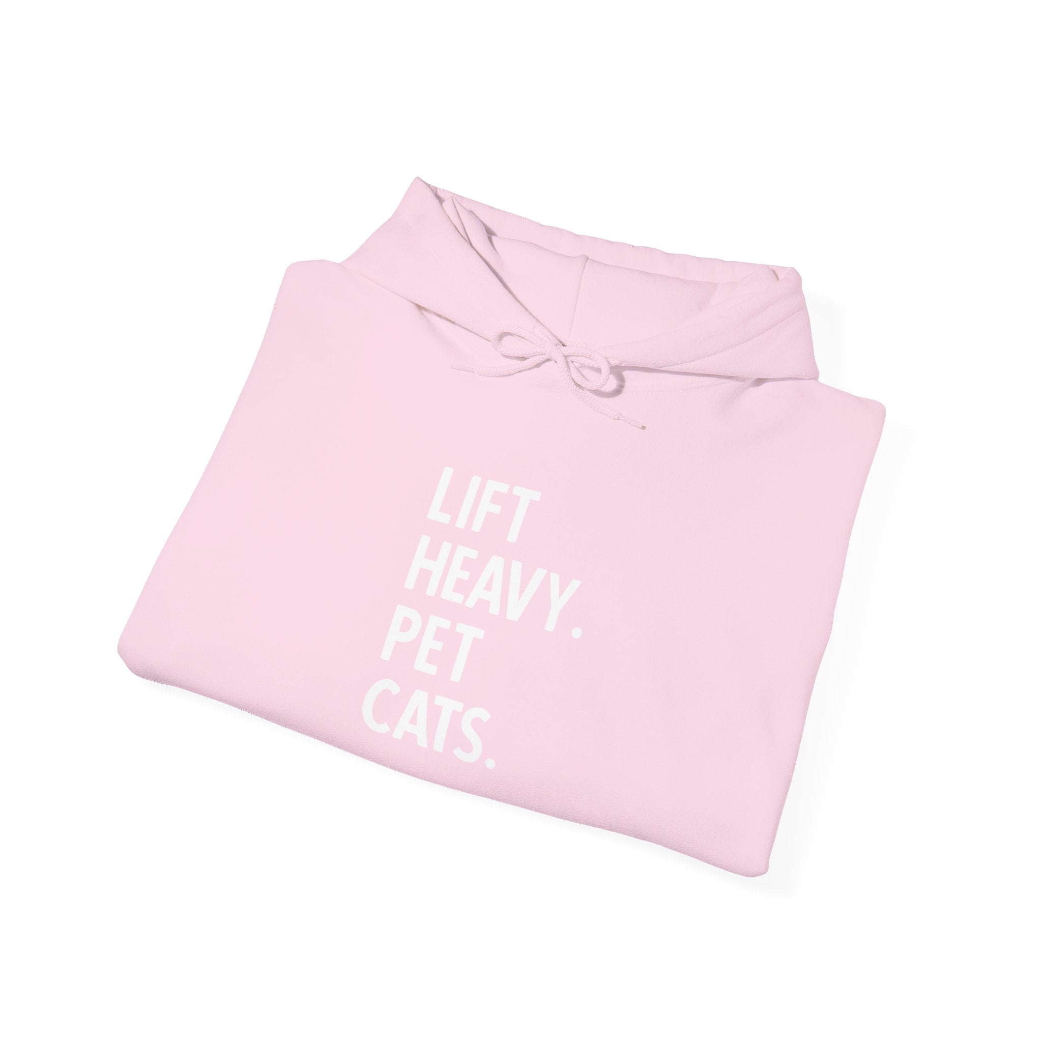 Lift Heavy Pet Cats - Unisex Heavy Blend Hooded Sweatshirt - White Logo