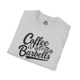 Coffee & Barbells - Unisex Softstyle T-Shirt - Black Print on Front Plain Back