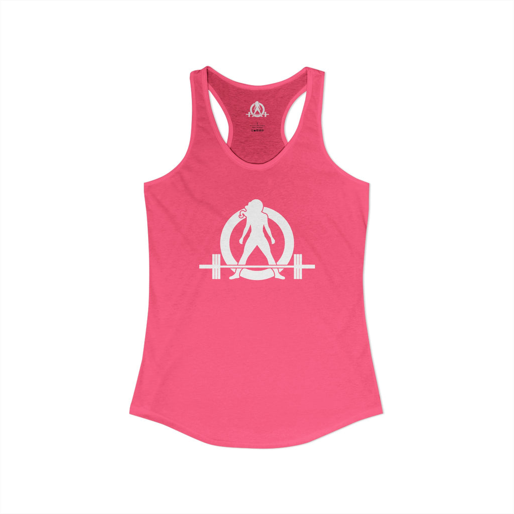 Goal Weight Strong AF - Simple - Women's Ideal Racerback Tank - White Print Front & Back