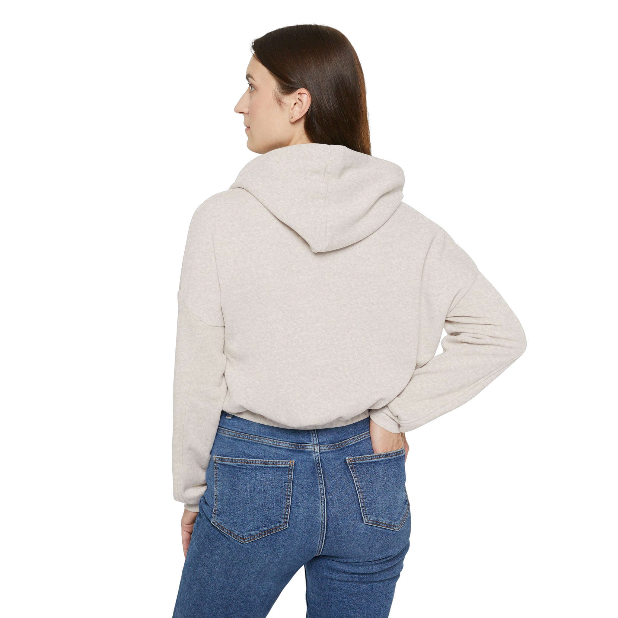 Women's Cinched Bottom Hoodie - Black Distressed Logo