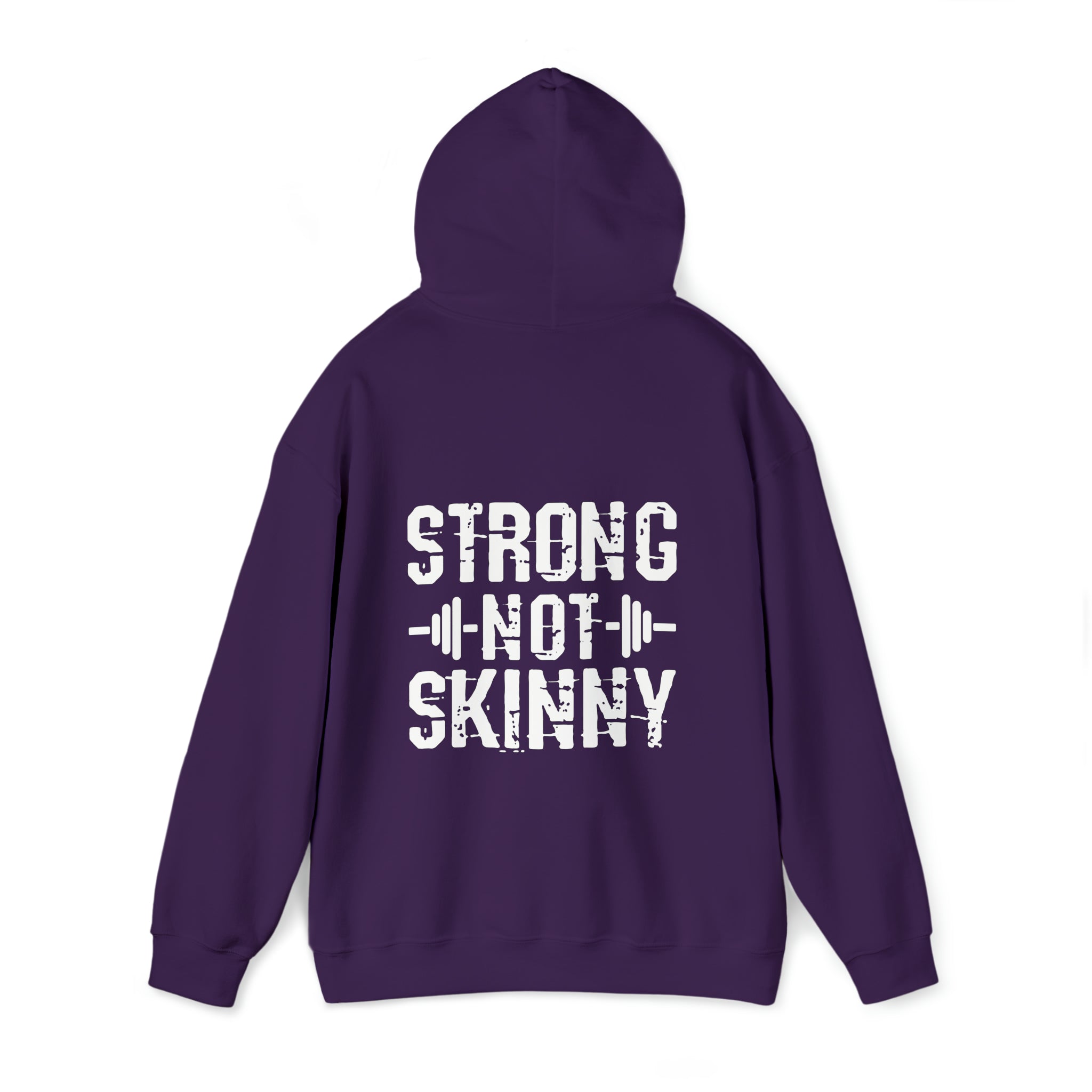 Strong Not Skinny - White Distressed Logo - Unisex Heavy Blend Hooded Sweatshirt