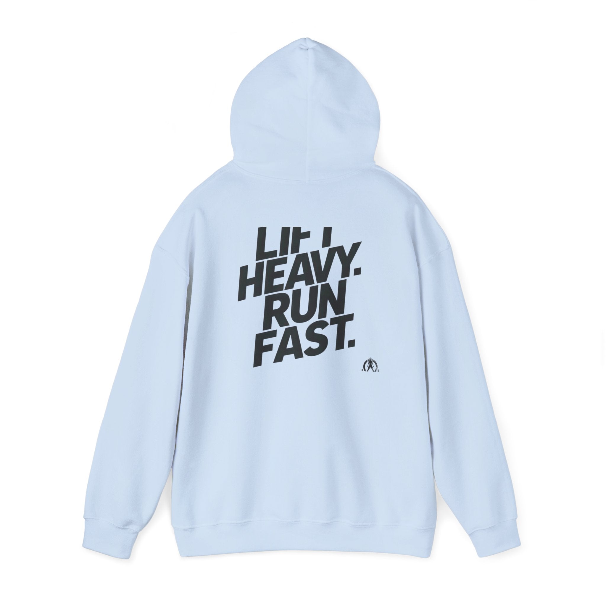 Lift Heavy Run Fast - Unisex Heavy Blend Hooded Sweatshirt  - Front & Back Black Logo