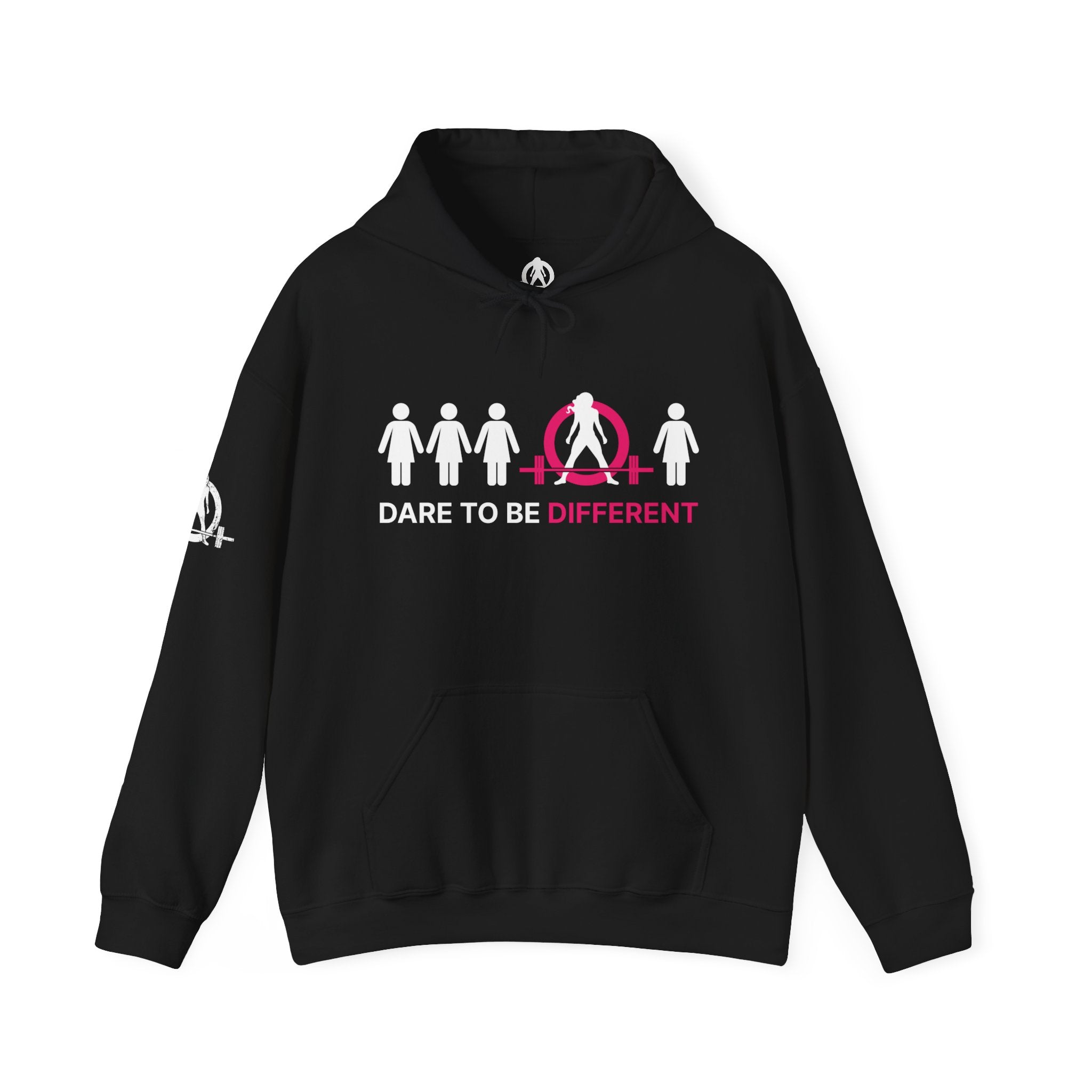 Dare To Be Different - Deadlift - Unisex Heavy Blend Hooded Sweatshirt - White Print on Front