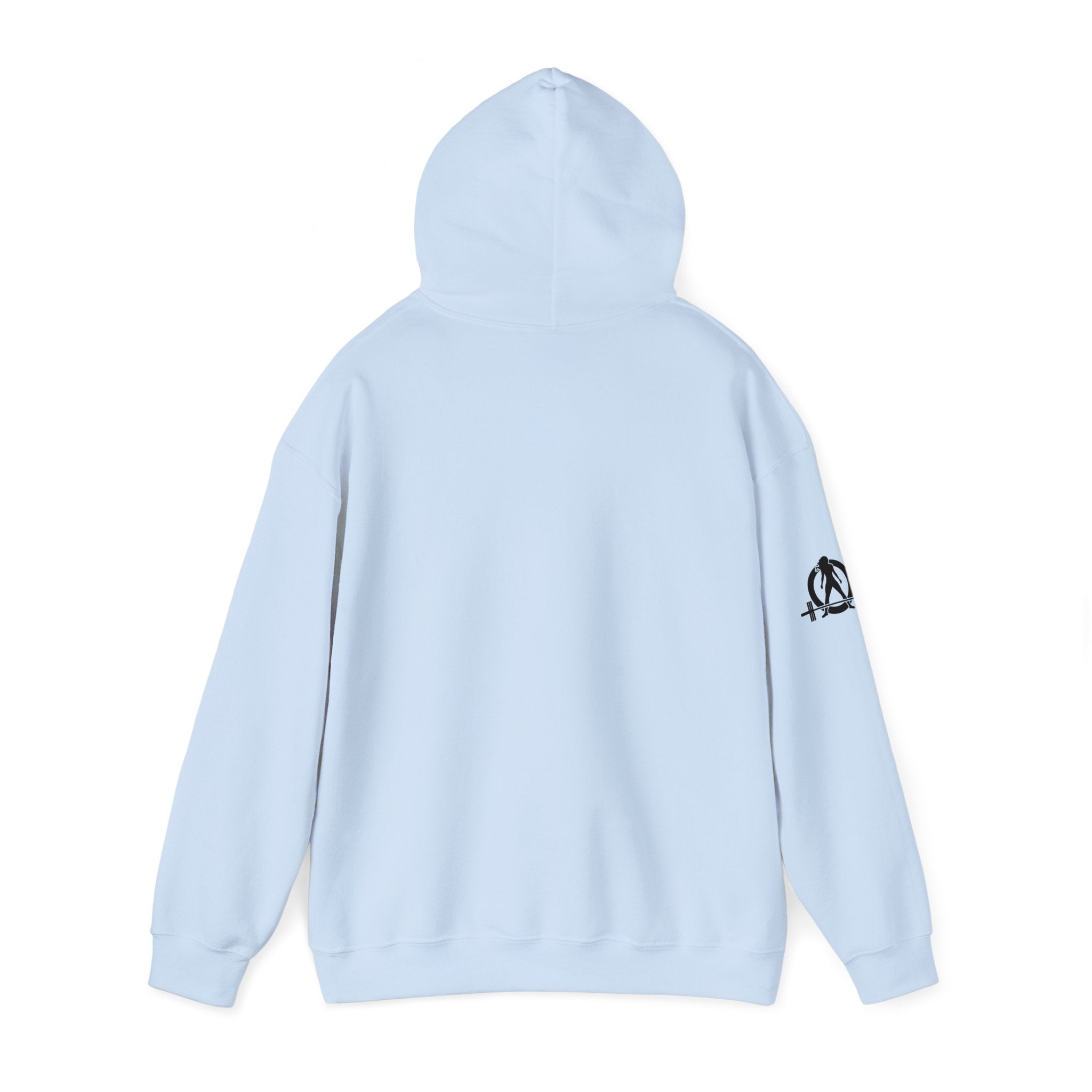 I Could Squat You - Classic Logo White - Unisex Heavy Blend Hooded Sweatshirt - Black Print on Front
