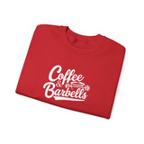 Coffee & Barbells - Unisex Heavy Blend™ Crewneck Sweatshirt - White Logo on Front