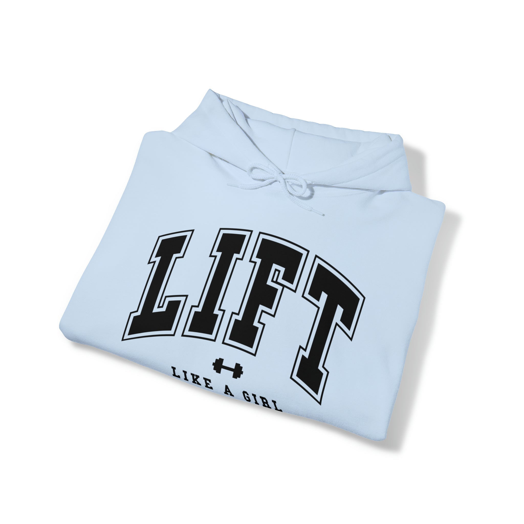 Lift Like.A Girl - Unisex Heavy Blend Hooded Sweatshirt - Black Logo on Front & Right Sleeve