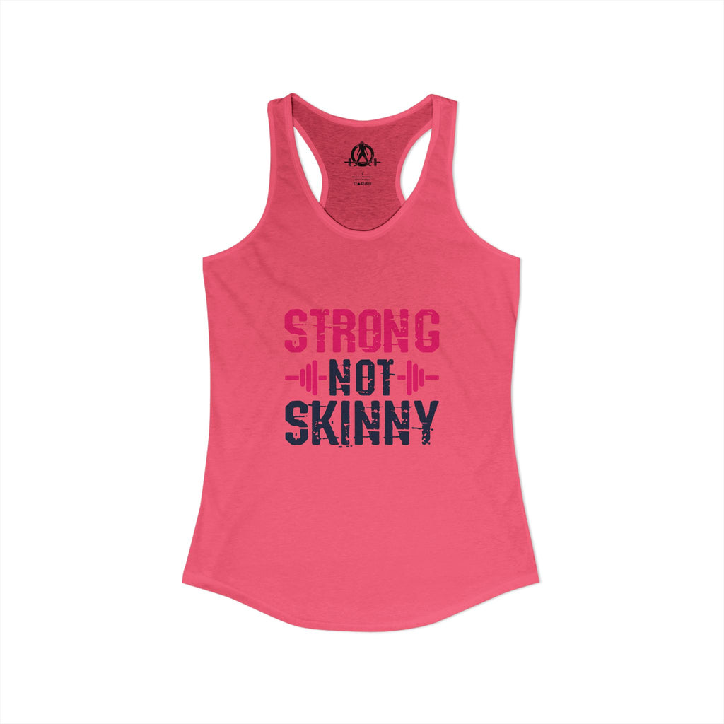 Strong Not Skinny - Color Distressed Logo - Women's Ideal Racerback Tank - Front & Back Print