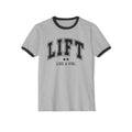 Lift Like A Girl - Unisex Cotton Ringer T-Shirt - Black Logo Plain Back