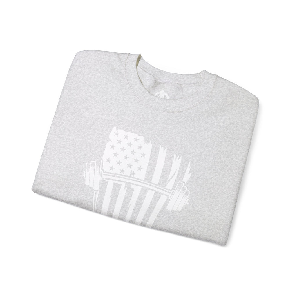 USA Barbell - Unisex Heavy Blend™ Crewneck Sweatshirt - White Logo
