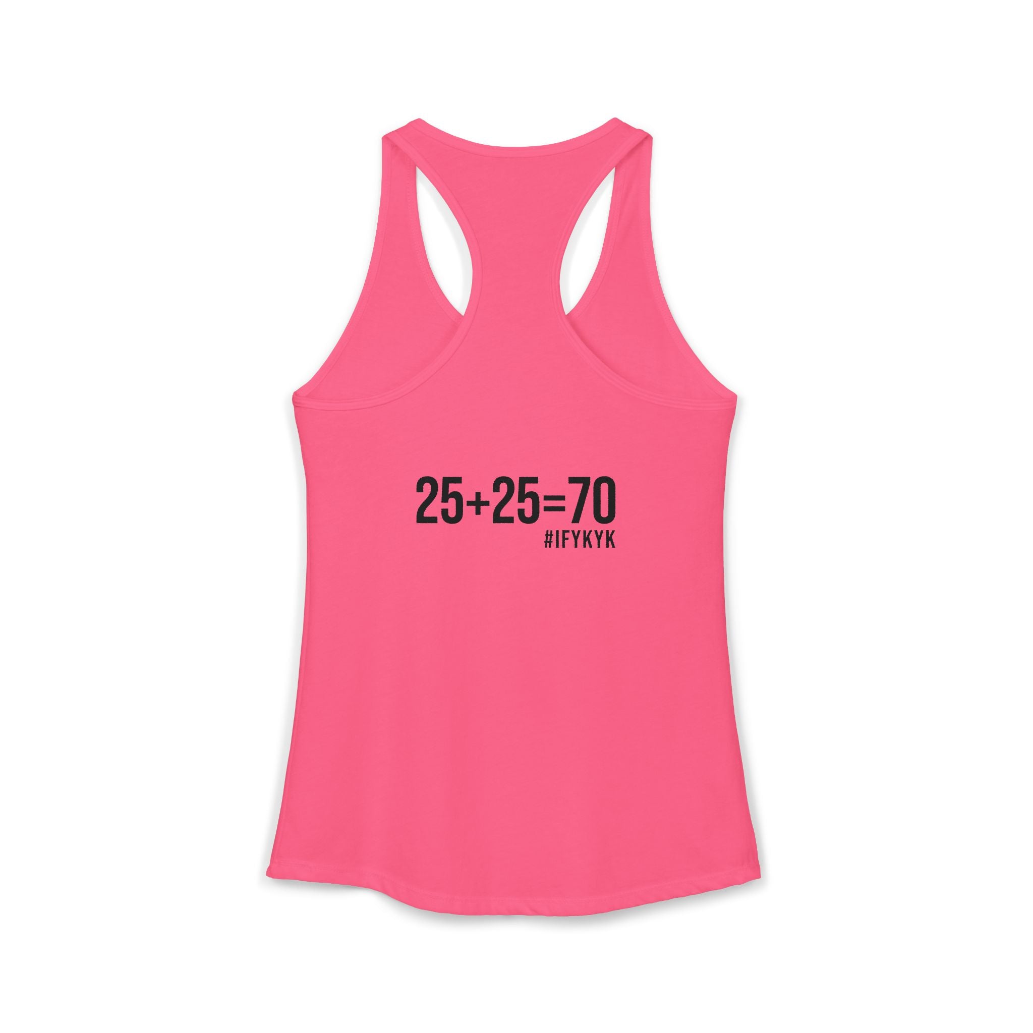 25 + 25 = 70 Women's Ideal Racerback Tank - Black Print Front & Back