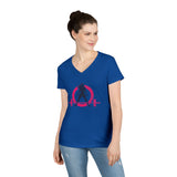 Ladies' V-Neck T-Shirt - Color Distressed Logo