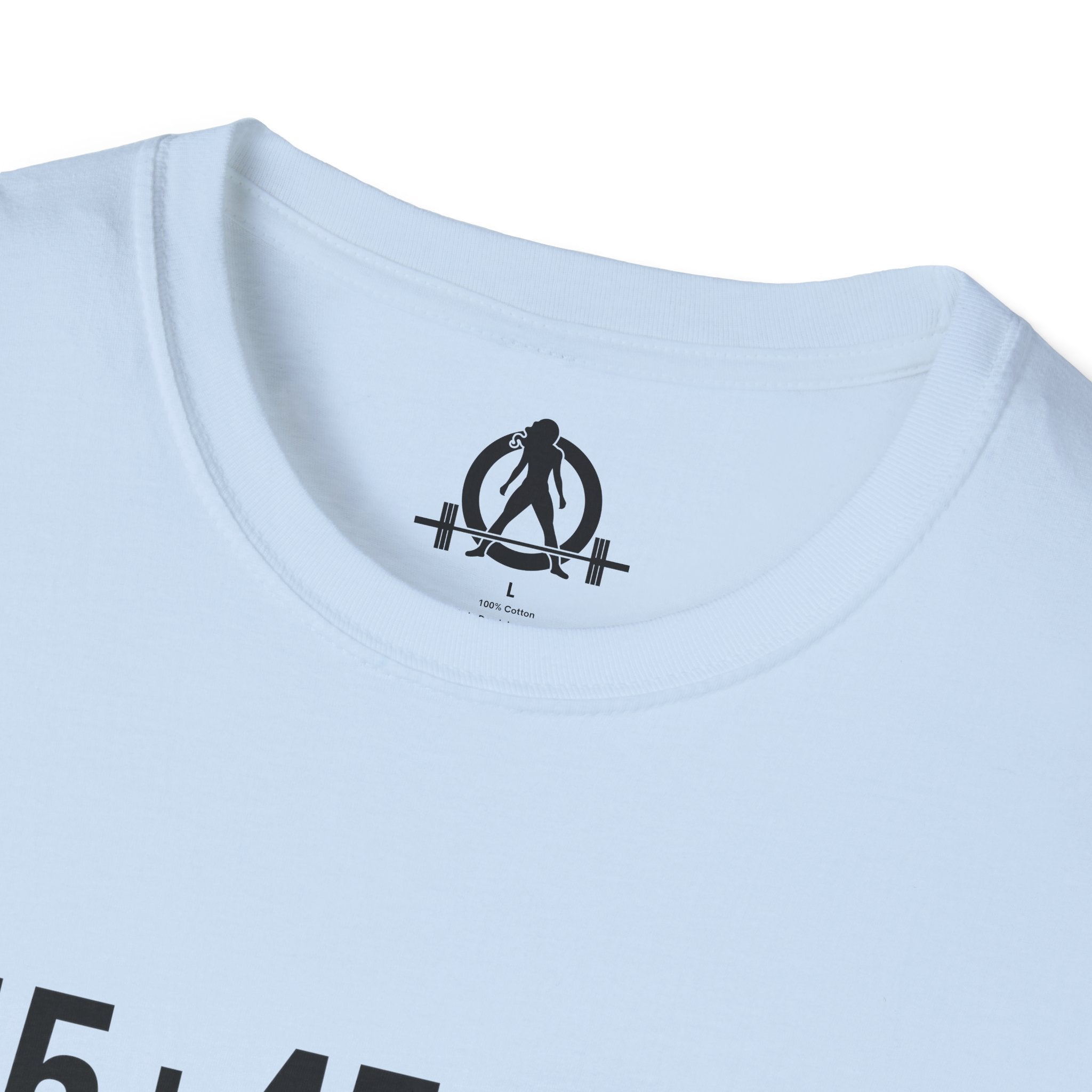 45 + 45 = 135 - Unisex Softstyle T-Shirt - Black Print on Front Plain Back