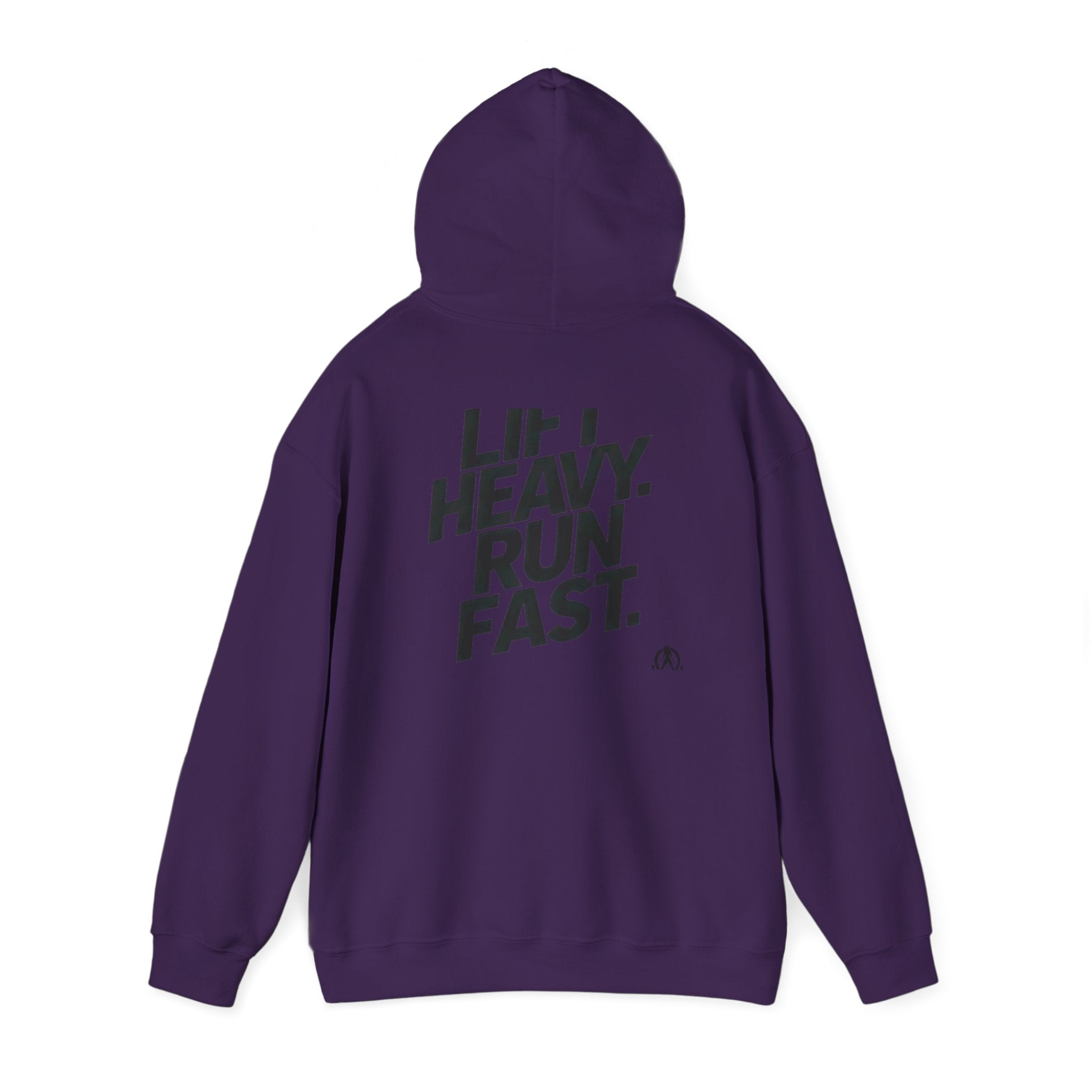 Lift Heavy Run Fast - Unisex Heavy Blend Hooded Sweatshirt  - Front & Back Black Logo