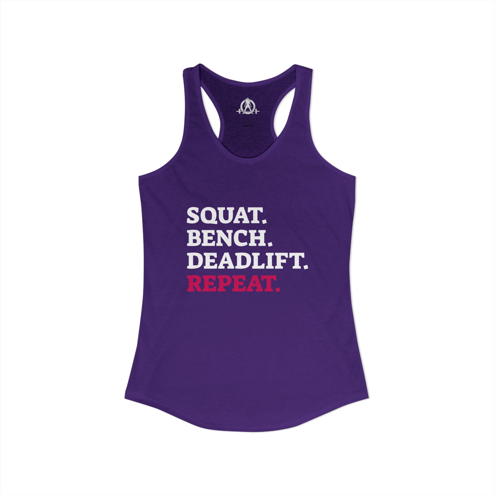 Squat Bench Deadlift Repeat - Women's Ideal Racerback Tank - Logo Front & Back