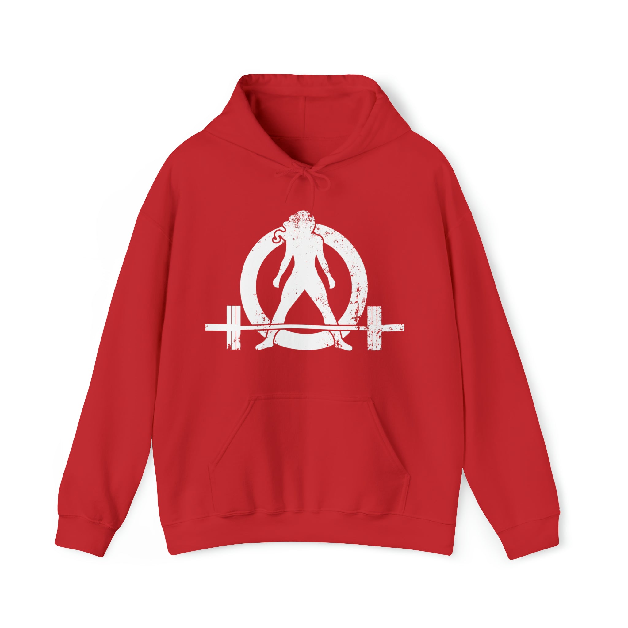 Strong Not Skinny - White Distressed Logo - Unisex Heavy Blend Hooded Sweatshirt