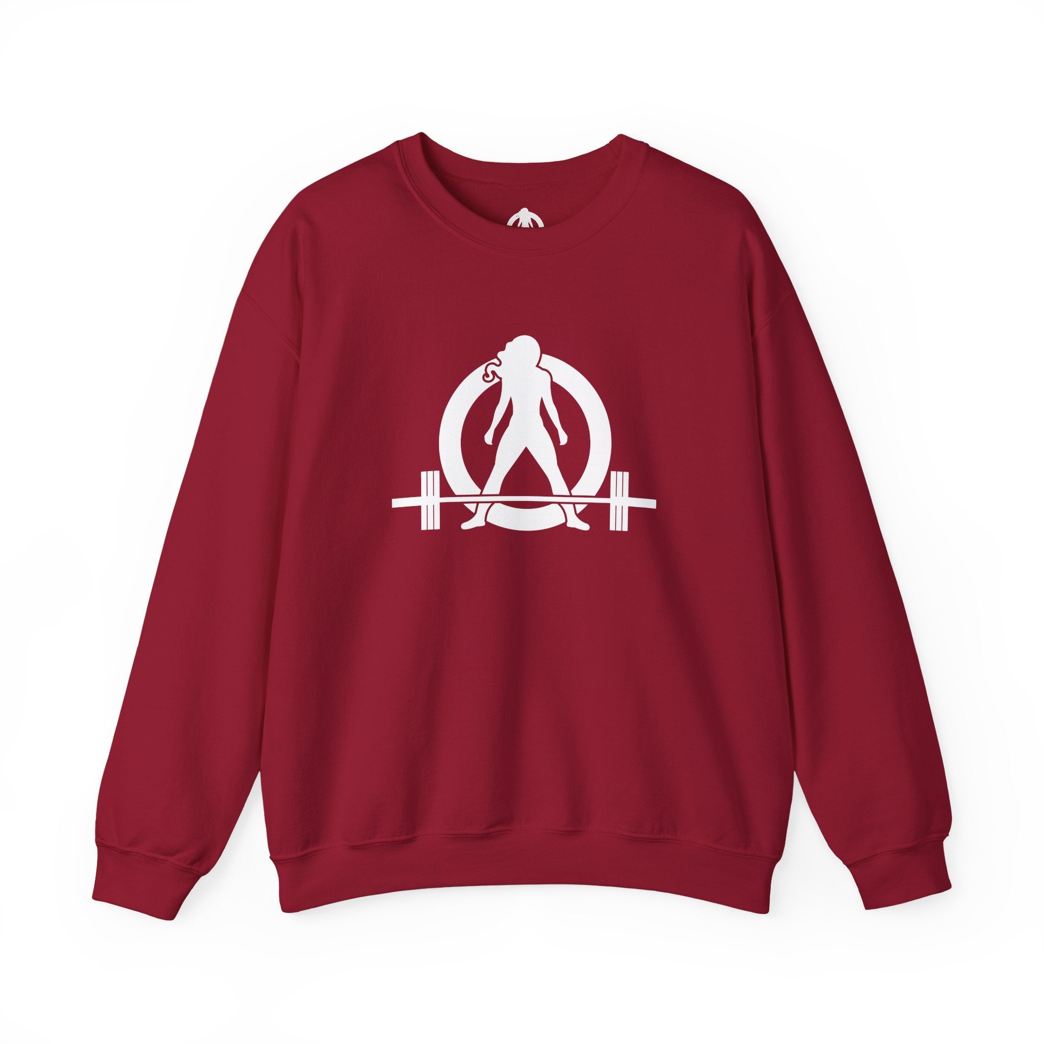 Lift Heavy Run Fast - Unisex Heavy Blend™ Crewneck Sweatshirt - White Logo Front & Back