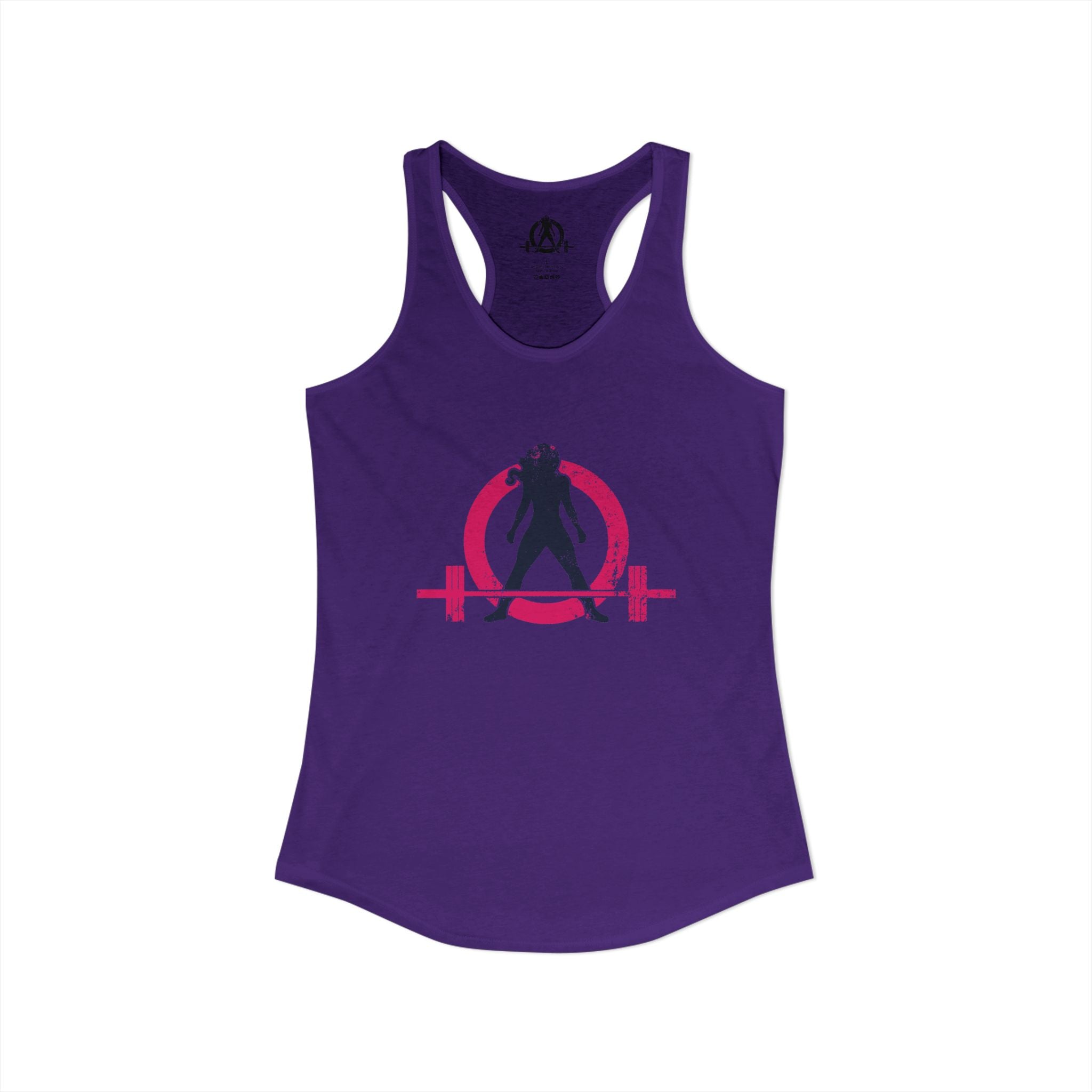 Distressed - Simple - Women's Ideal Racerback Tank - Color Inverted Logo Front - Plain Back
