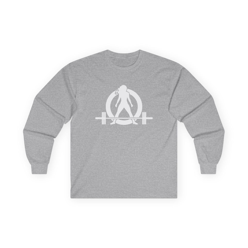 Lift Heavy Run Fast - Ultra Cotton Long Sleeve Tee - White Logo Front & Back