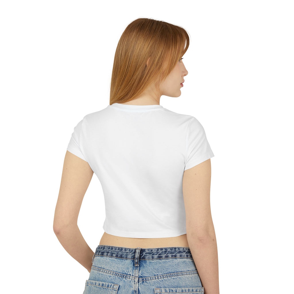 Women's Baby Tee - Black Distressed Logo