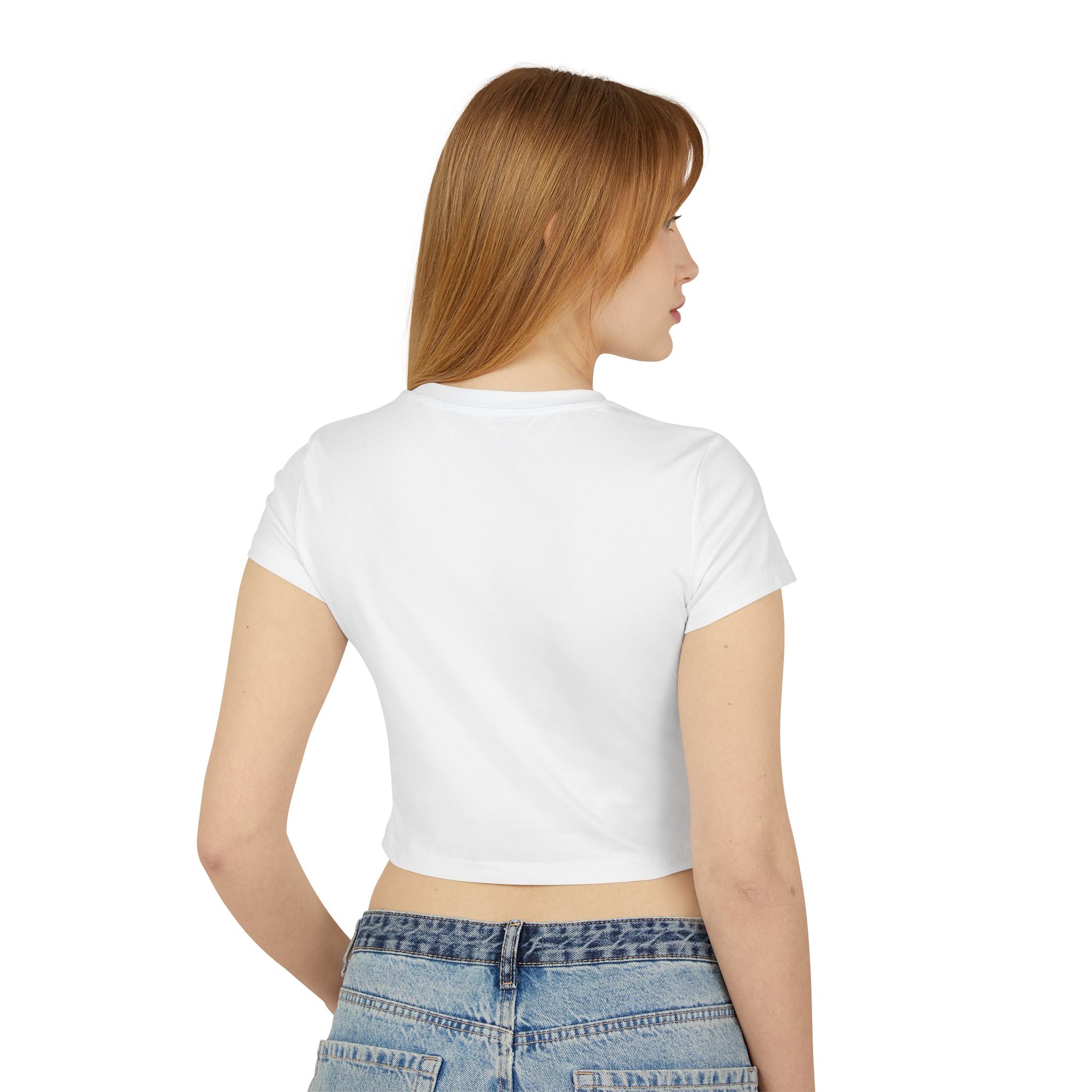 Women's Baby Tee - Black Distressed Logo