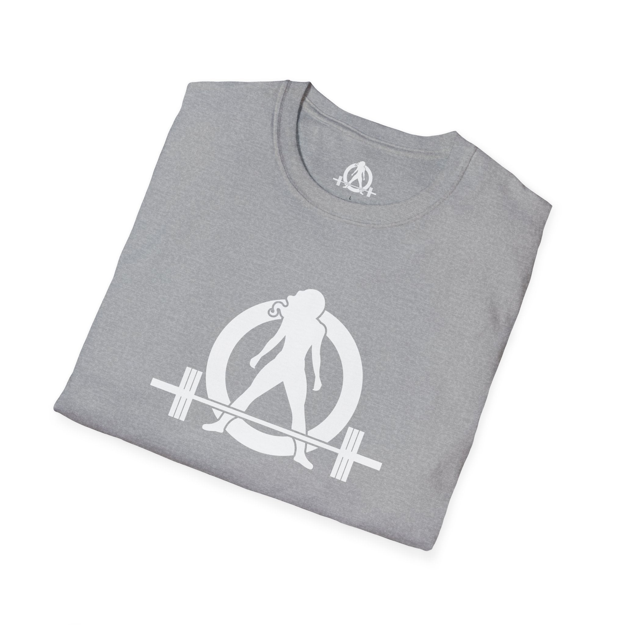 Cardio = Lift Weights Faster - Unisex Softstyle T-Shirt - White Logo Front & Back