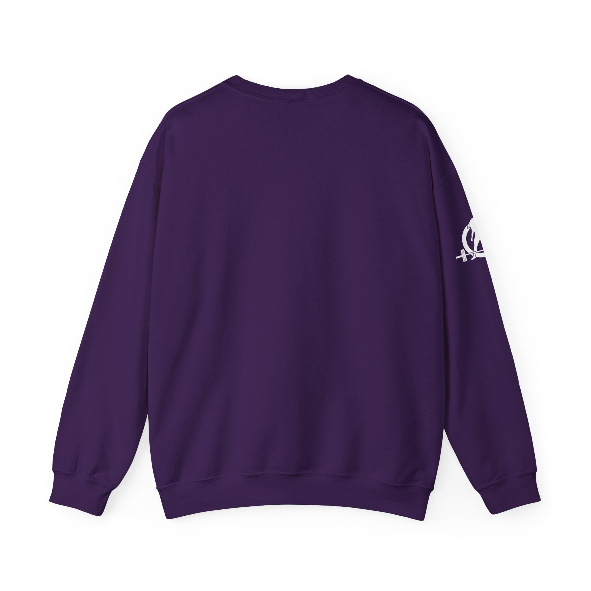 She is STRONG - Unisex Heavy Blend™ Crewneck Sweatshirt - Front White Logo - Plain Back