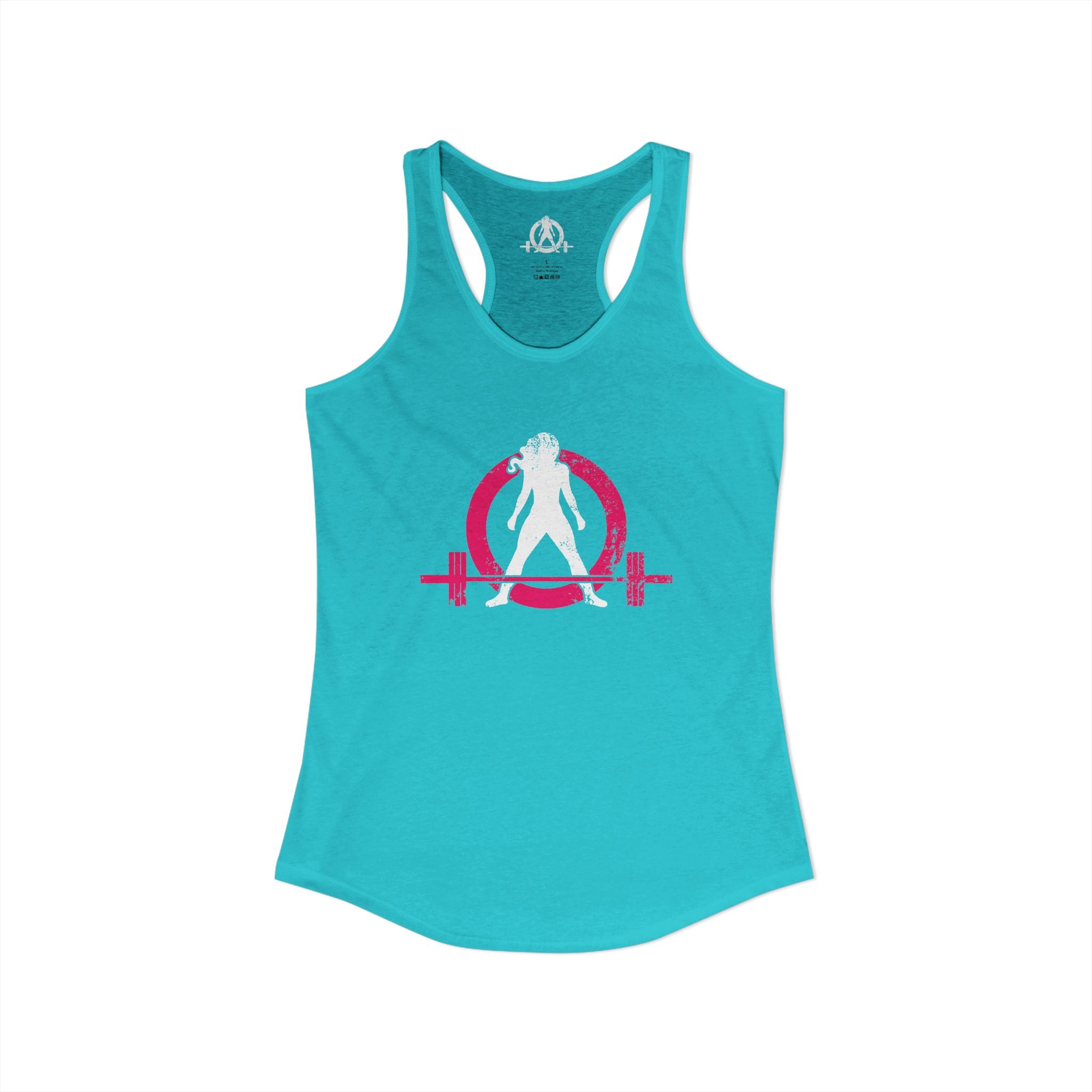 Women's Ideal Racerback Tank - Distressed  Color Distressed Logo Front & Plain Back