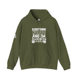 Everything Hurts & I'm Hungry  - Unisex Heavy Blend Hooded Sweatshirt  - White Print Front/Arm