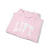 Lift Like.A Girl - Unisex Heavy Blend Hooded Sweatshirt - White Logo on Front & Right Sleeve