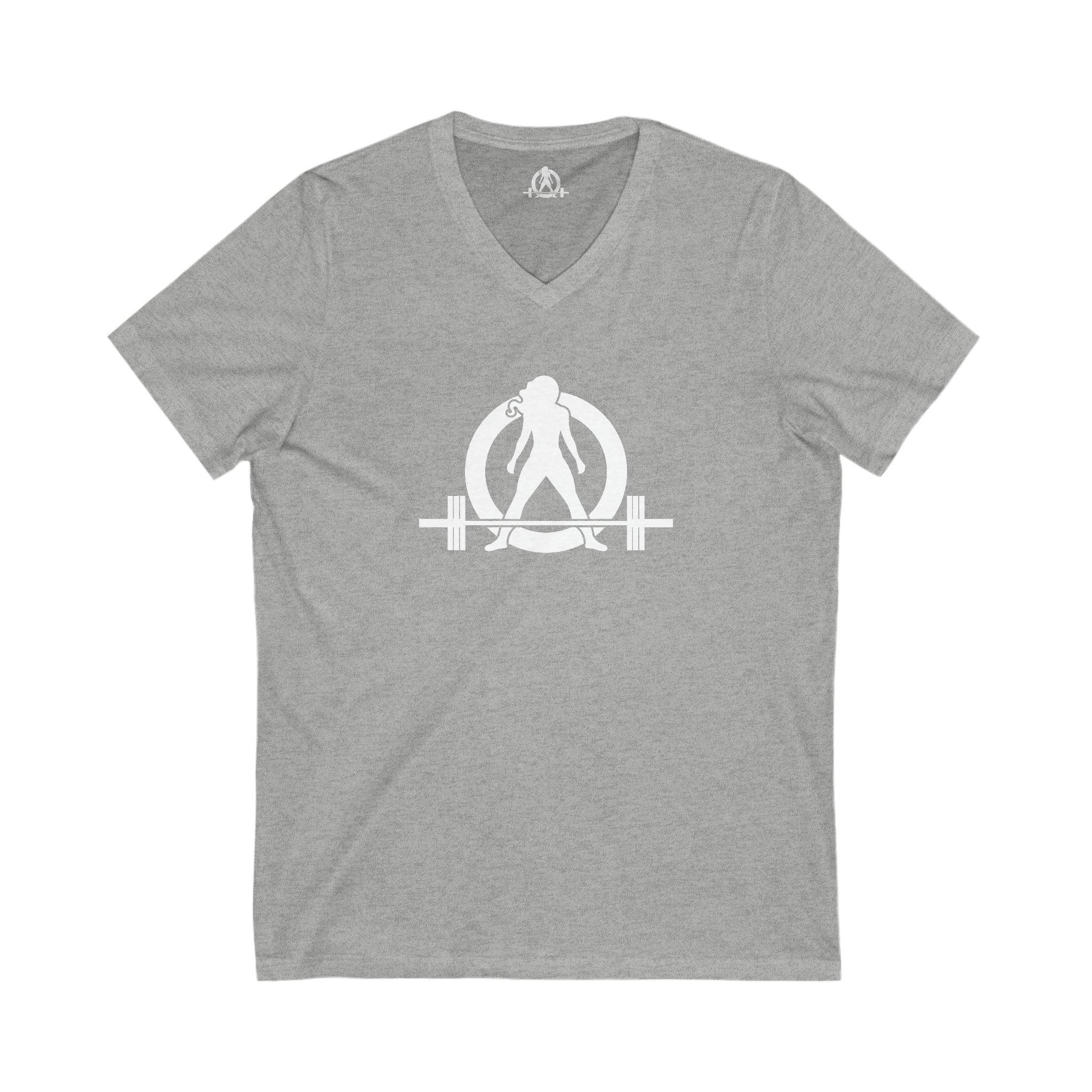 Goal Weight Strong AF - Unisex Jersey Short Sleeve V-Neck Tee - Front & Back White Print
