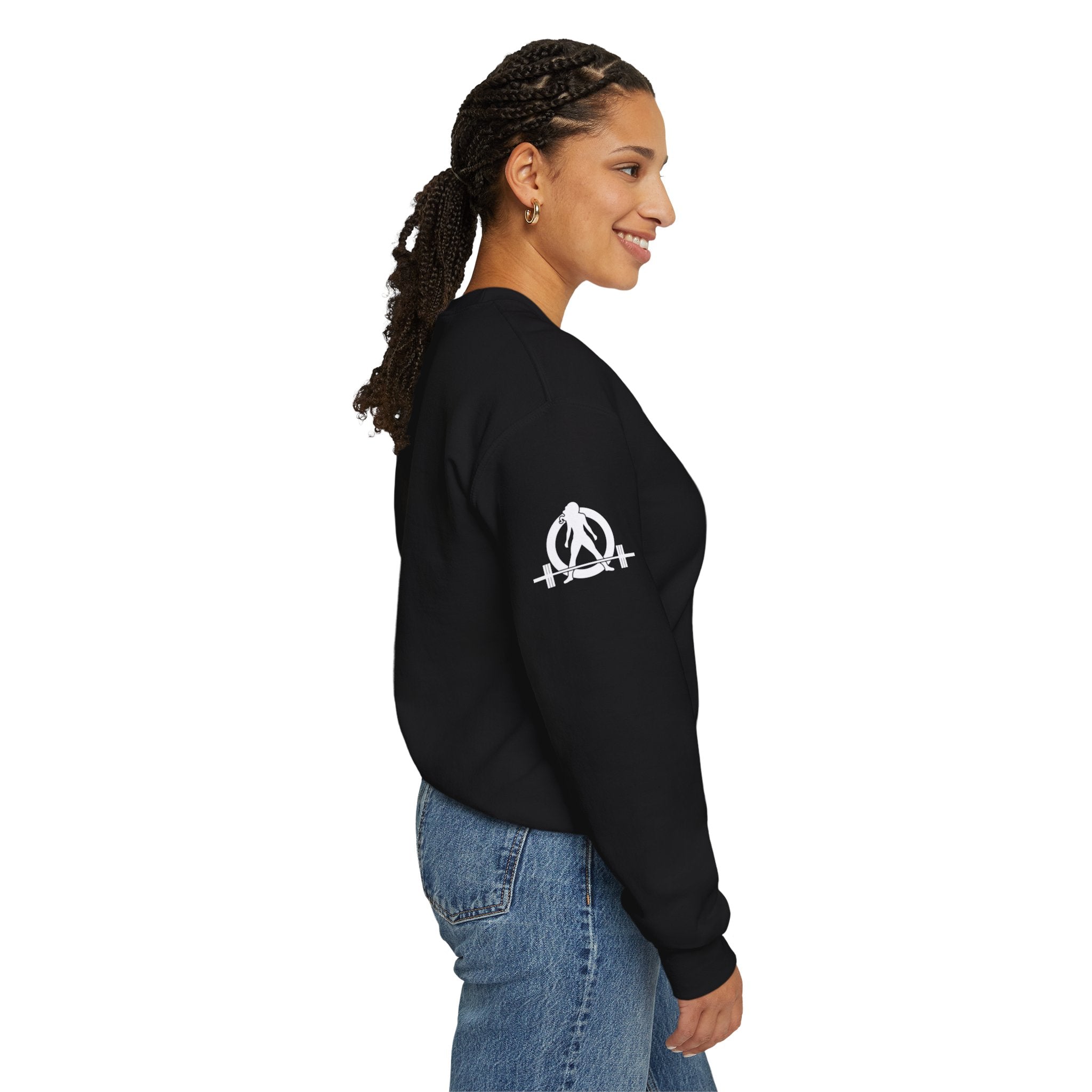 Iron Sharpens Iron - Unisex Heavy Blend™ Crewneck Sweatshirt - Front White Logo - Plain Back